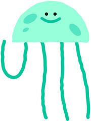 Playful mint Jellyfish Swimming in Sea