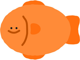 Smiling Orange Fish Floating in Water
