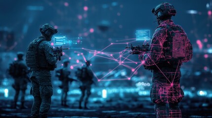 Obraz premium Futuristic Soldiers in Combat