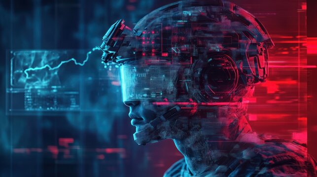 Futuristic soldier with HUD