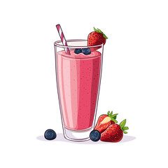 Strawberry smoothie logo icon flat vector design
