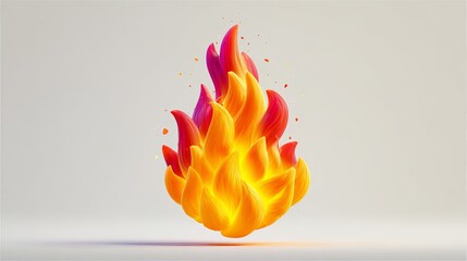 3D flame icon with red sparks Isolated fire emoji for energy and power concept Cartoon vector illustration