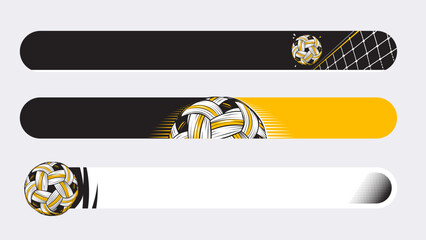 Set of lower third or sport banner design with sepak takraw ball template isolated on white background.
