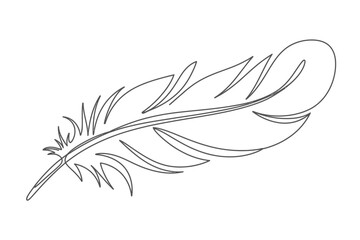Obraz premium Elegant Single-Line Feather Drawing Minimalist Art