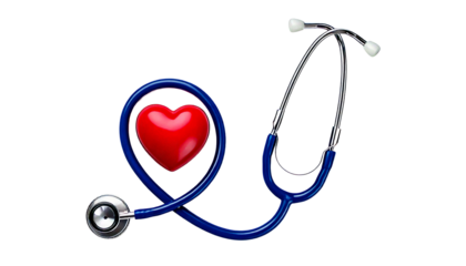 Heart and stethoscope represent dedication on international nurse day, isolated on white, Png