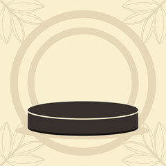 Minimalist Product Display Podium with Floral Accents and Neutral Tones Ideal for Showcasing Products in a Clean and Elegant Style