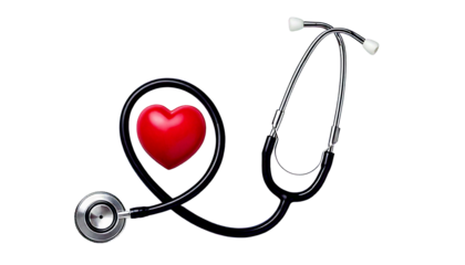 Heart and stethoscope represent dedication on international nurse day, isolated on white, Png