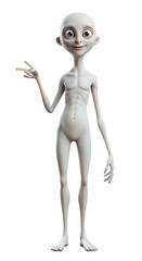 Fototapeta premium 3D Rendered Cartoon Alien Character Presenting with Gesture on Black png, isolated on trasparent background