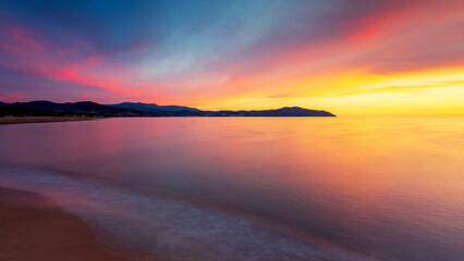 Obraz premium The sea and the beach in the morning sky.