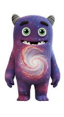 Illustration of a Smiling Galaxy Monster on Black Background png, isolated on trasparent background