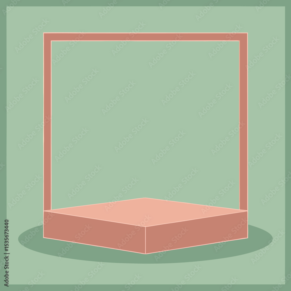 Poster minimalist product display platform with frame in pastel colors ideal for mockups and presentations 