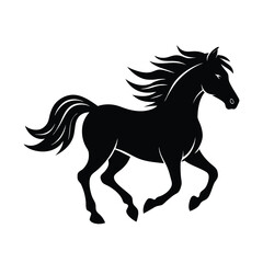 Obraz premium Horse Galloping Wind Vector Silhouette
