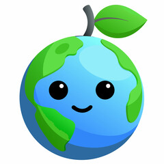 green apple with earth globe