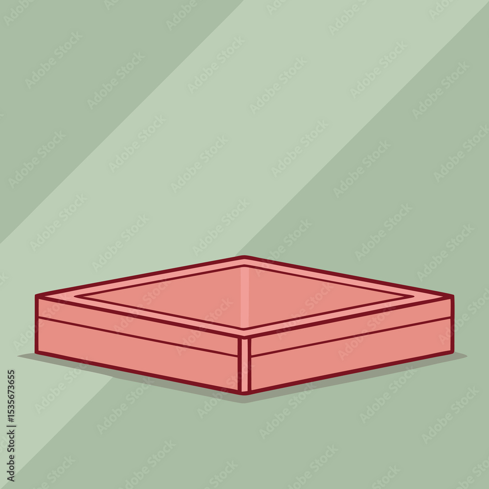 Poster minimalist illustration of an empty pink square box on a light green background with diagonal lines 