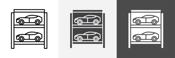 Multi Storey Parking icon set vector art
