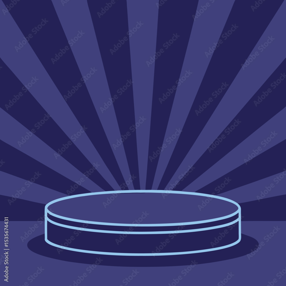 Poster abstract round platform on striped background for product display presentation or showcase in blue t