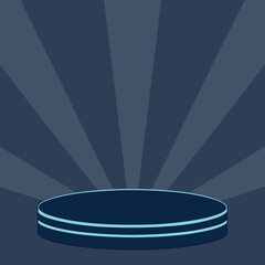Minimalist Dark Blue Product Display Podium with Light Blue Accents and Radial Background for Mockups and Presentations Vector Illustration