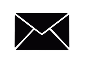 Vector black and white envelope icon. Simple envelope icon image for print, web isolated on white background. Envelope icon for apps. Vector graphic envelope design element. Clipart
