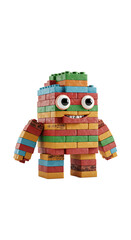 Illustration of a Colorful Brick Monster on Black Background png, isolated on trasparent background
