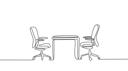 Minimalist Line Art Office Meeting Setup
