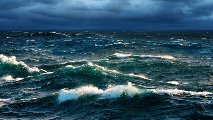 The sea or ocean during a storm.