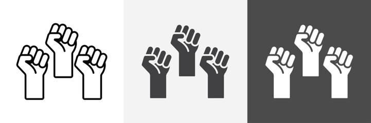 raised fists icon set vector art