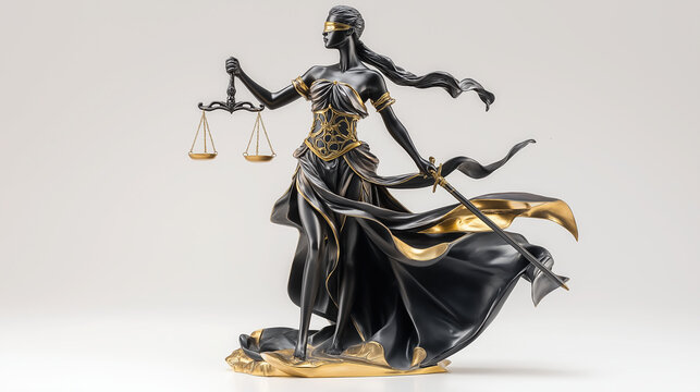 Black and Gold Lady Justice Statue