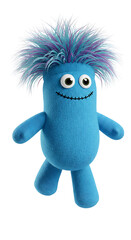 Illustration of a Blue Knitted Monster on a Black Background png, isolated on trasparent background