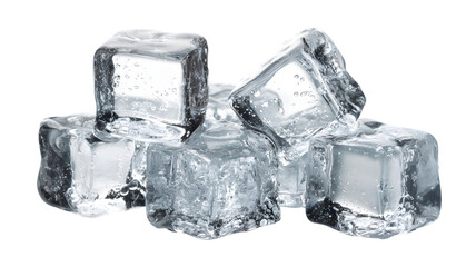 Obraz premium Close up of clear ice cubes arranged on a isolated on white transparent background perfect for refreshing beverages and summer themes