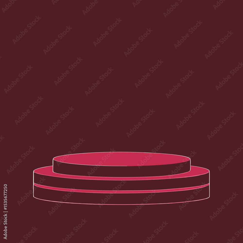 Aufkleber two tiered round platform on a dark red background ideal for product mockups presentations and minim
