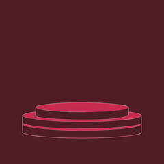 Two Tiered Round Platform on a Dark Red Background Ideal for Product Mockups Presentations and Minimalist Design Projects With a Clean and Modern