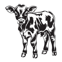 Fototapeta premium baby cow black silhouette vector, silhouette Design vector icon with white background. 