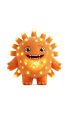 Illustration of a Cute, Furry Orange Monster with Glowing Orbs png, isolated on trasparent background