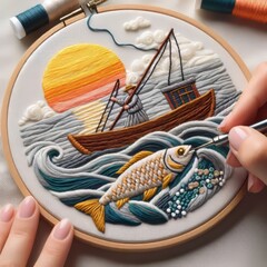 Punch Needle Embroidered Art A punch needle embroidery piece dep