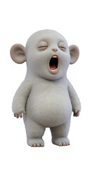 3D Rendered Cartoon White Ape Yawning Isolated on Black Background png, isolated on trasparent background