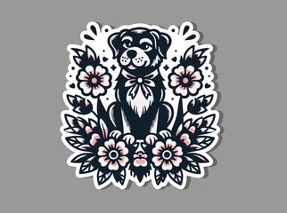 Vintage Dog Tattoo in Bold lines – Classic Old School Flash Design