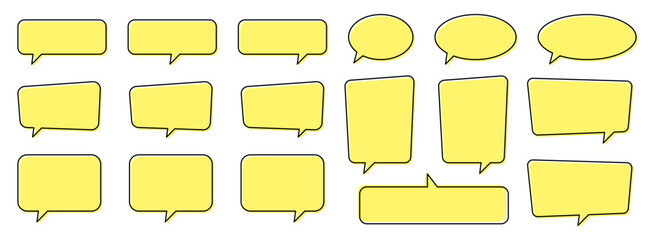 Yellow chat bubble, yellow speech bubble, message box set.