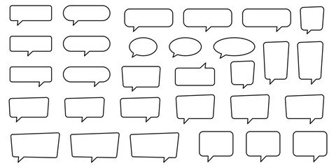 Set of line speech bubble, ounline speech balloon, chat bubble.