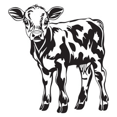 Fototapeta premium baby cow black silhouette vector, silhouette Design vector icon with white background. 