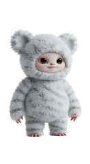 Cute 3D Render of a Furry Character on Black Background png, isolated on trasparent background