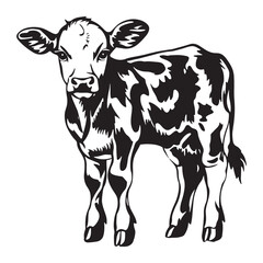 Fototapeta premium baby cow black silhouette vector, silhouette Design vector icon with white background. 
