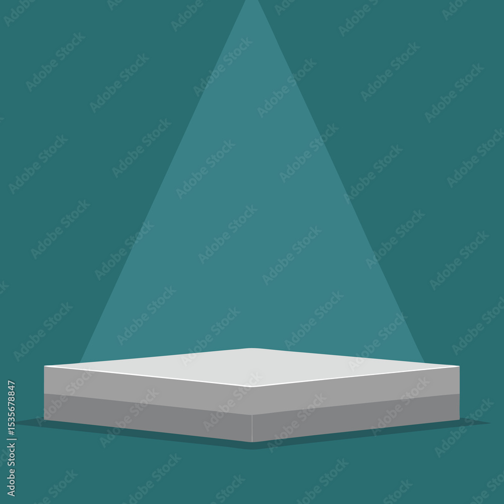 Poster minimalist product display podium with spotlight on teal background perfect for showcasing items in 