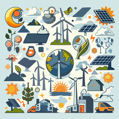 Green Energy Concept Art – Wind and Solar Vectors