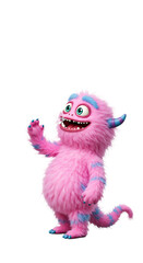 Cute Pink Monster Blowing Bubbles Illustration png, isolated on trasparent background
