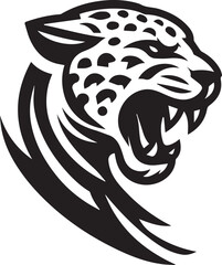 Black and White Jaguar Vector Illustration – Minimalist Wild Cat Silhouette Art