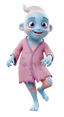Cartoon Zombie Child Illustration with Torn Robe png, isolated on trasparent background