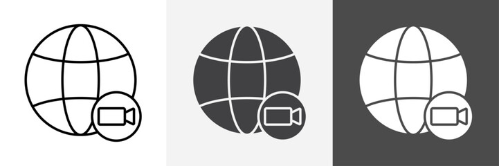 Naklejka premium Video chat conference icon set vector art