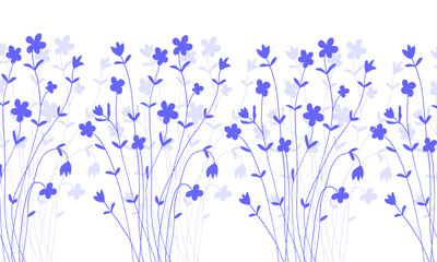 Banner with wildflowers. Endless pattern for floral, summer and wedding design.