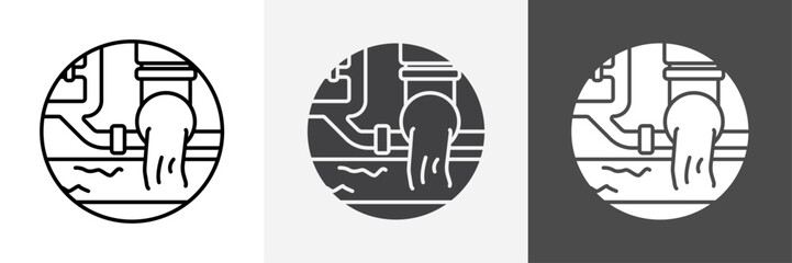 Water supply drain icon set vector art