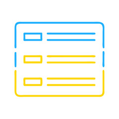 Obraz premium Menu icon with three horizontal lines in blue and yellow colors 